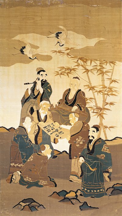 Zeven wijze mannen in het bamboebos door Japanese School